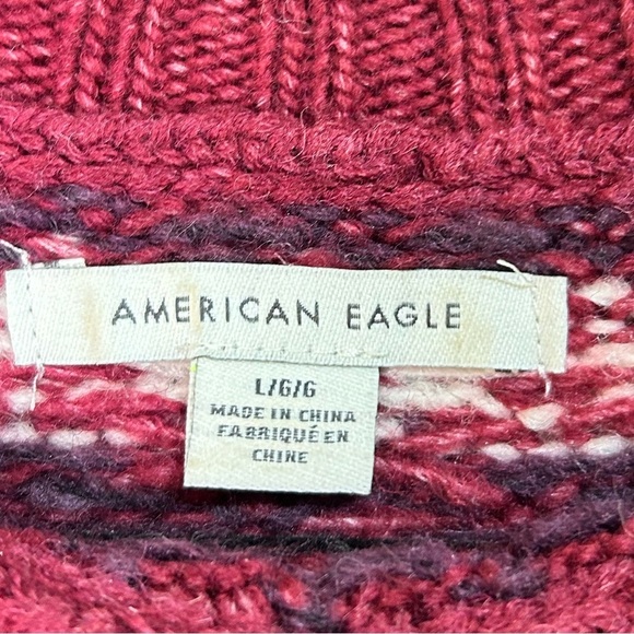 American Eagle Wool Blend Mock Neck Fair Isle Sweater Size Large - Picture 8 of 15